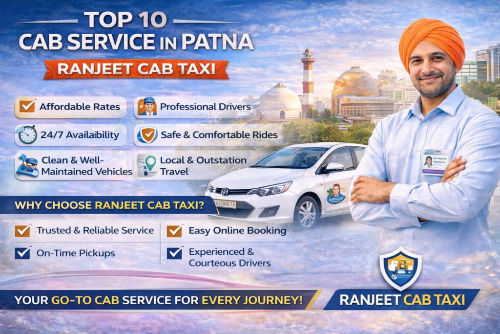 Top 10 Cab Service in Patna – Ranjeet Cab Taxi, create image